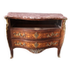 Louis XV style commode – floral marquetry – marble top – gilded bronzes