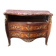 Louis XV style commode – floral marquetry – marble top – gilded bronzes