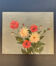 Ancient painting of peonies in oil on canvas.