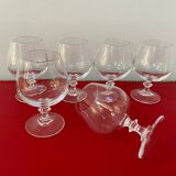 Set of 6 crystal aperitif or cognac glasses