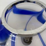 Mid – century Large glass table lamp with blue swirl , 1970s Italy