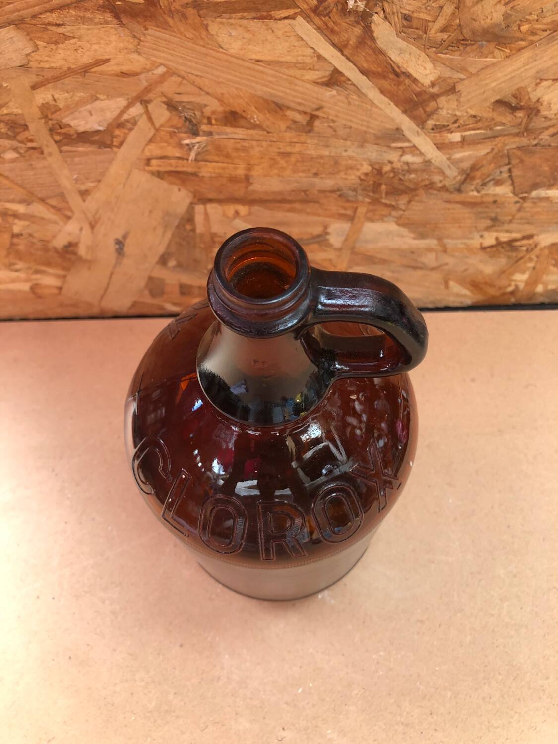 Old Lady Jeanne CLOROX Bottle Vintage Brown Glass #A941