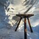 Handmade wooden milking stool – Pyrenees, 19th century
