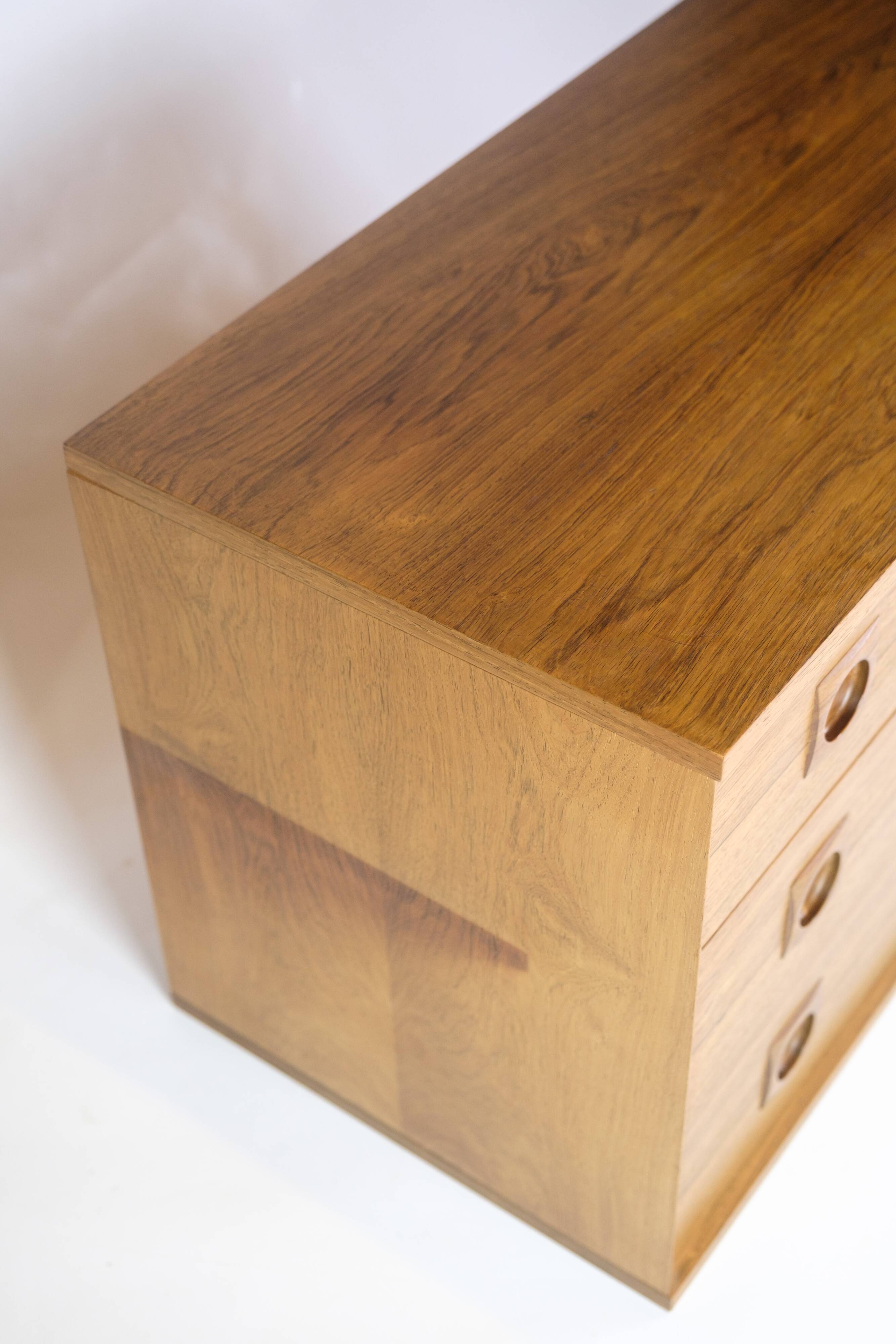 Wall-Mounted Chest Of Drawers Made In Rosewood By Albert Hansen From 1960s