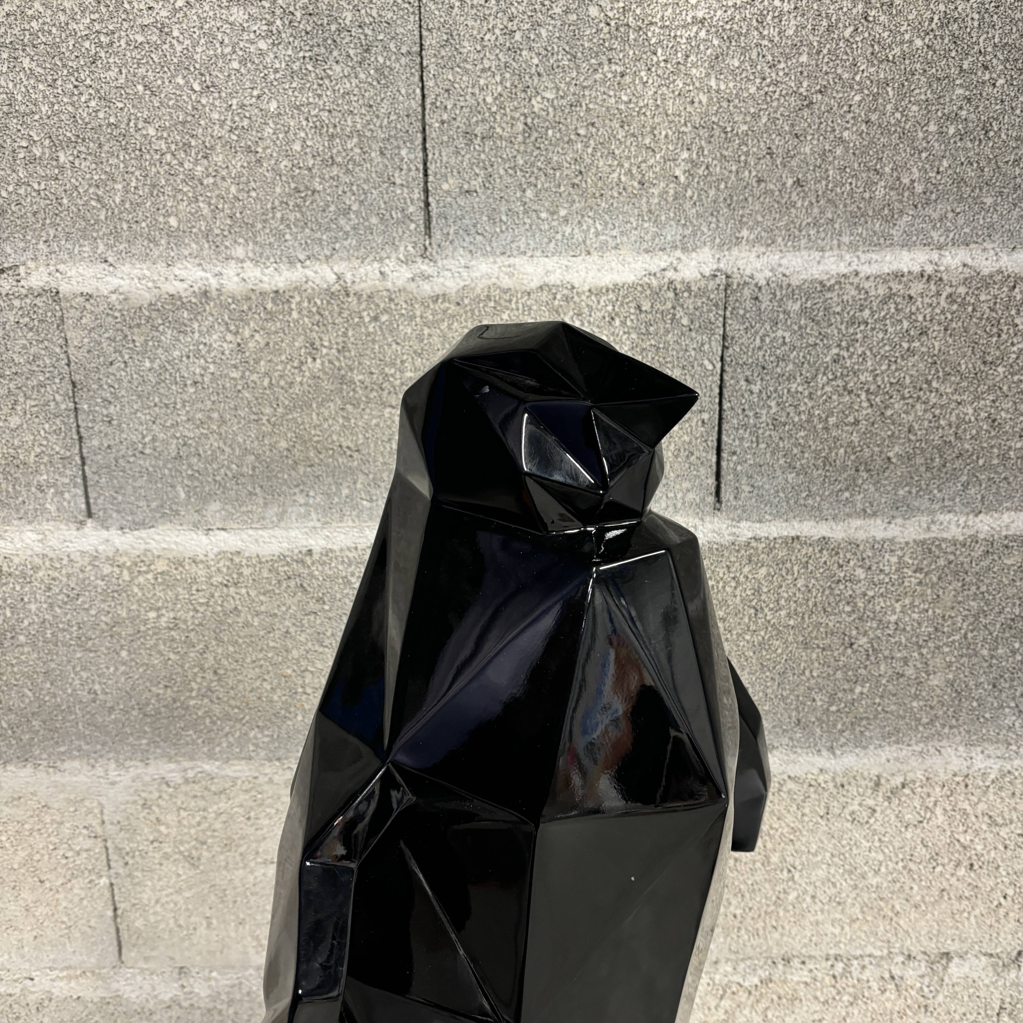 Black Origami Penguin Statue - Artypopart
