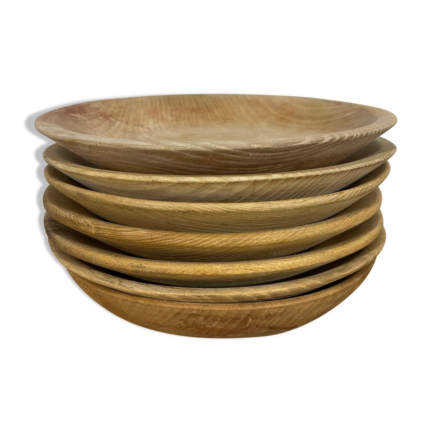 Series of 7 wooden plates