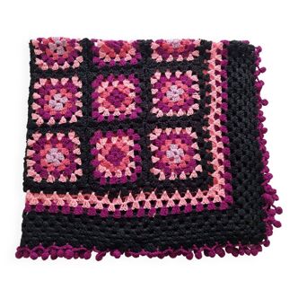 Plaid ou couverture crocheté multicolore