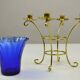 Brass and Cobalt Blue Glass Candle Holder, Sweden, 1960s
