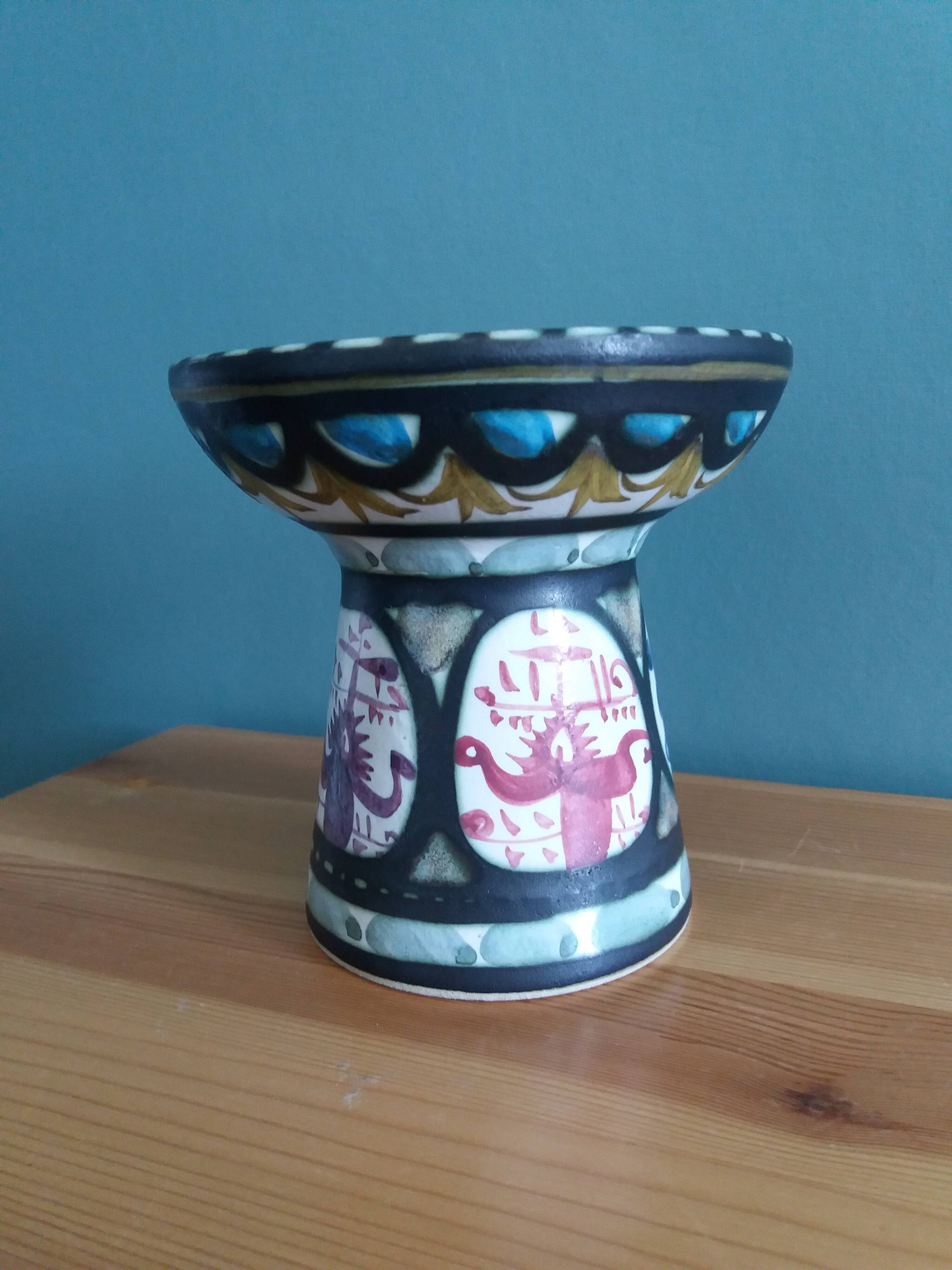 Candlestick holder signed André L'Helguen Keraluc Quimper