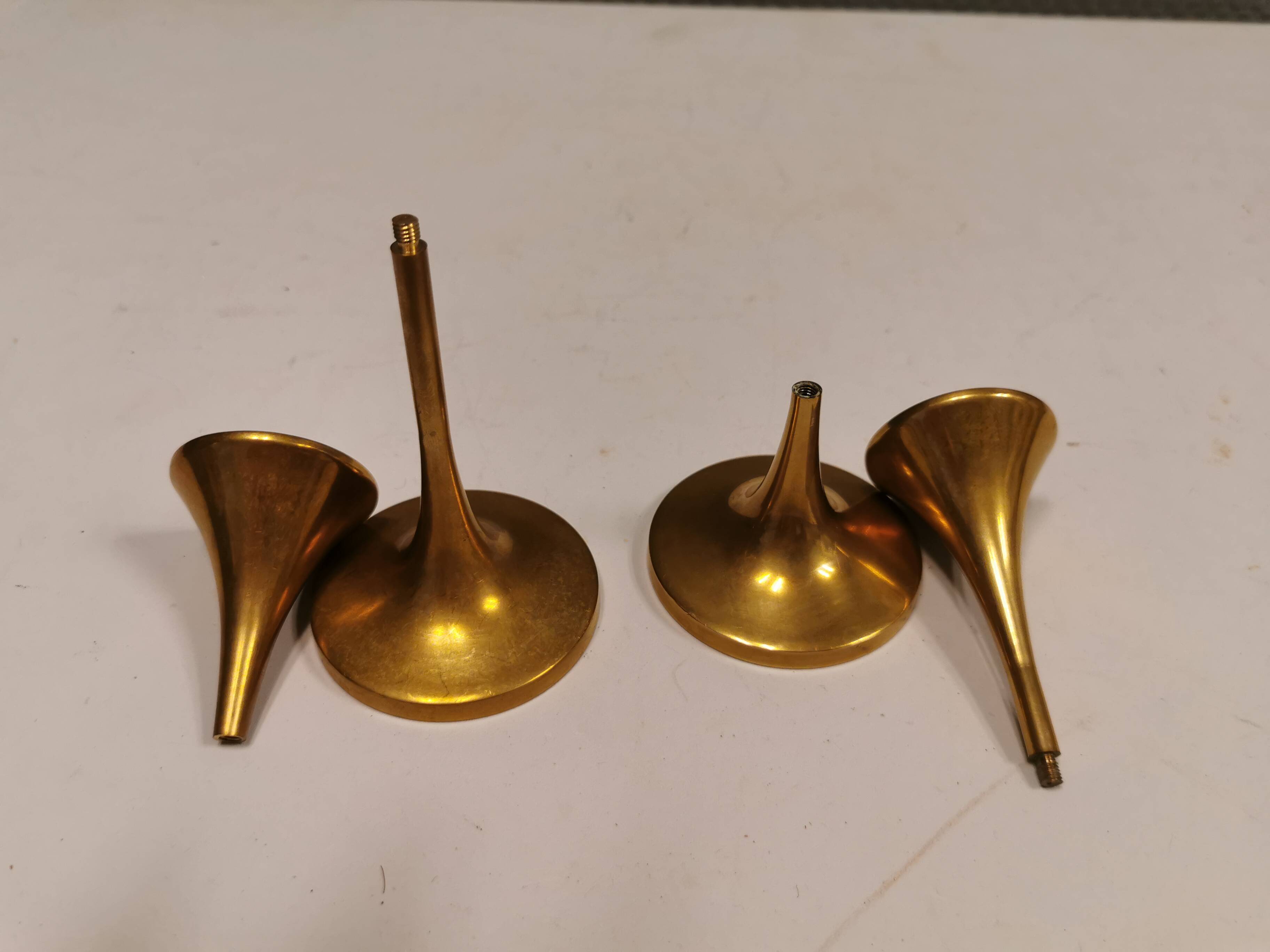 A set of candle sticks, in solid brass, made by Malm Denmark in the 1960s