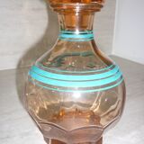 Art Deco carafe in pink transparent glass with cap