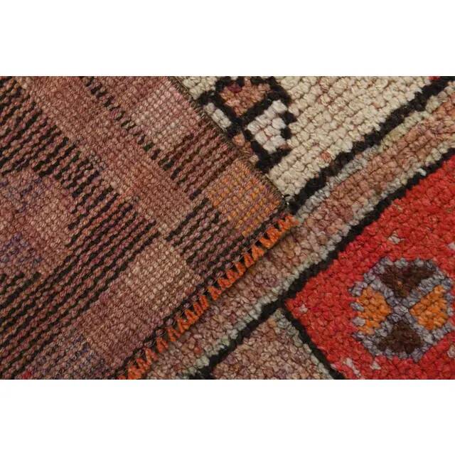 1970s Vintage Turkish Handmade Wool & Cotton Orange Runner Rug 82x340