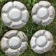4 White compartmentalized handmade stoneware plates