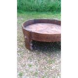 Round living room teak coffee table