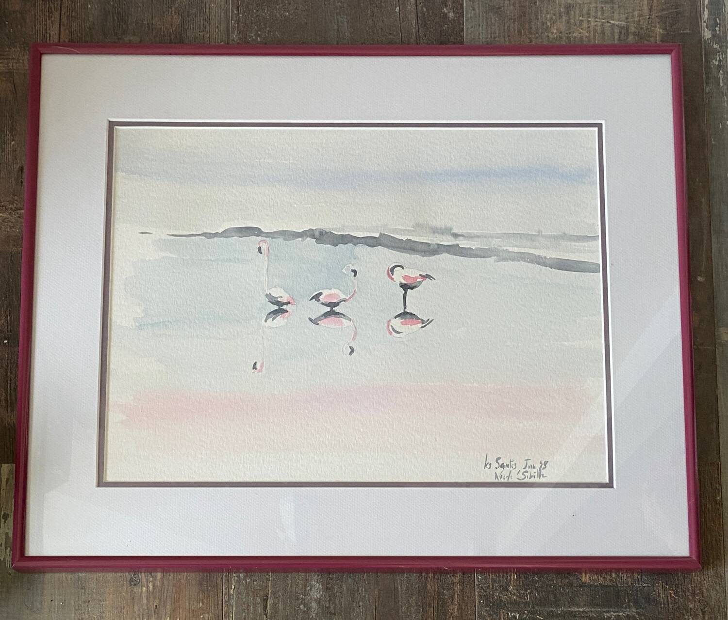 Watercolor flamingos