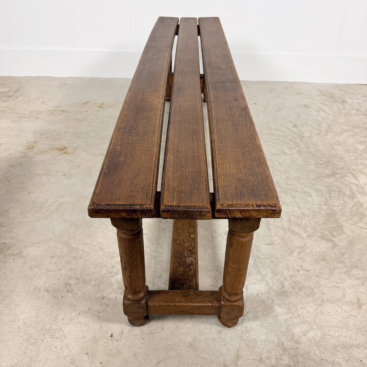 Pair of Antique Oak Benches with Turned Legs