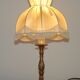 French Vintage Brass Table Lamp With Cream Fringed Shade 5567
