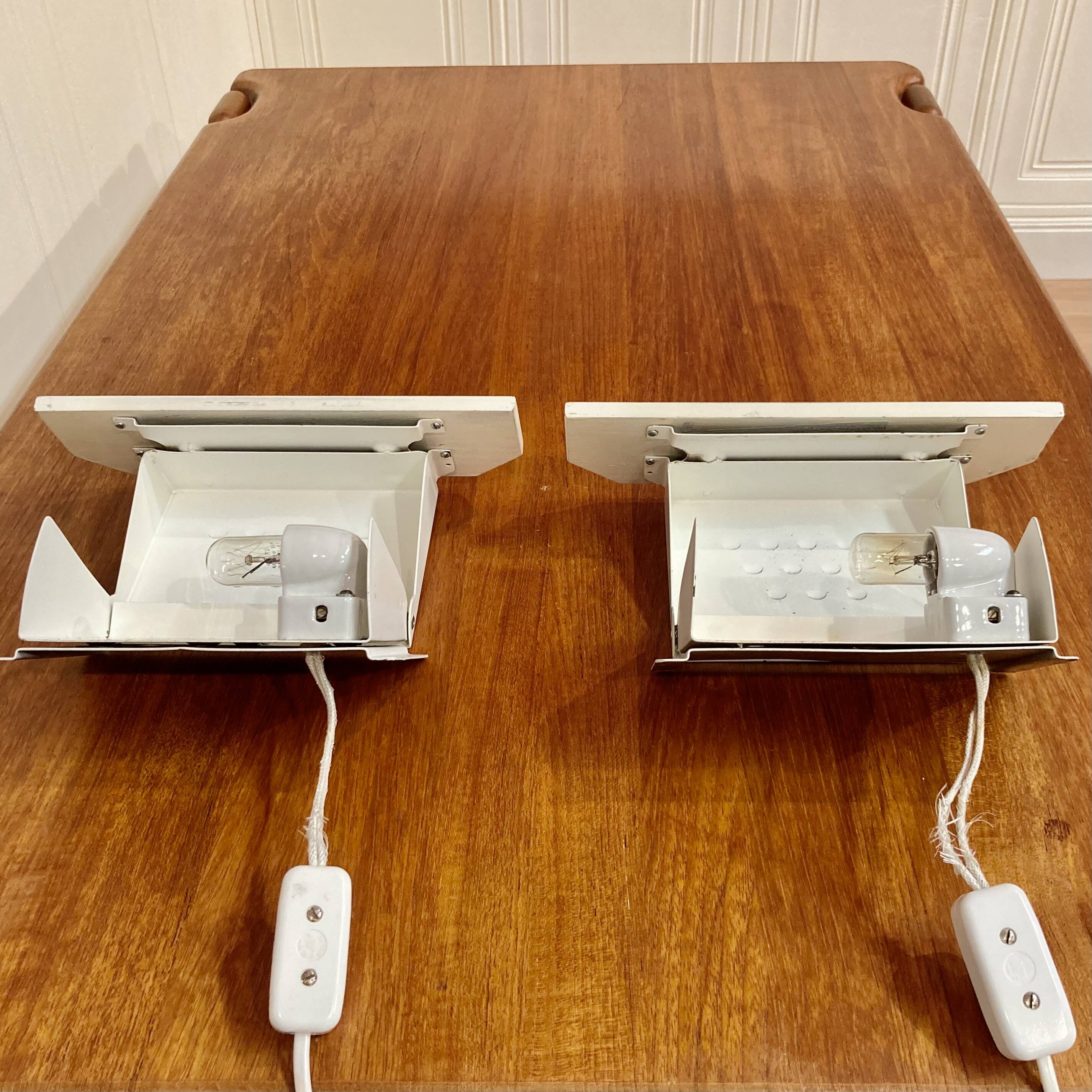 Pair of industrial wall lights scandinavian design 1950.