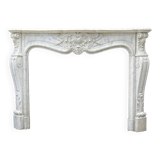 Louis XV Style Fireplace In Carrara Marble Circa 1880