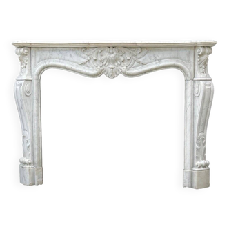 Louis XV Style Fireplace In Carrara Marble Circa 1880