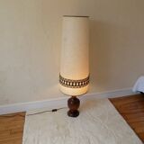 lampe de sol vintage pied en bois tourné