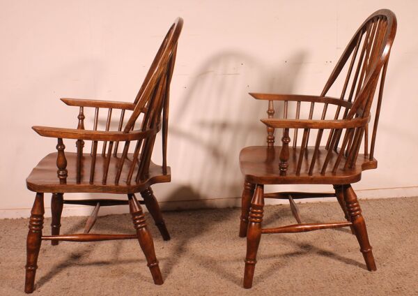 Paire De Fauteuils Windsor Anglais du 19° siècle