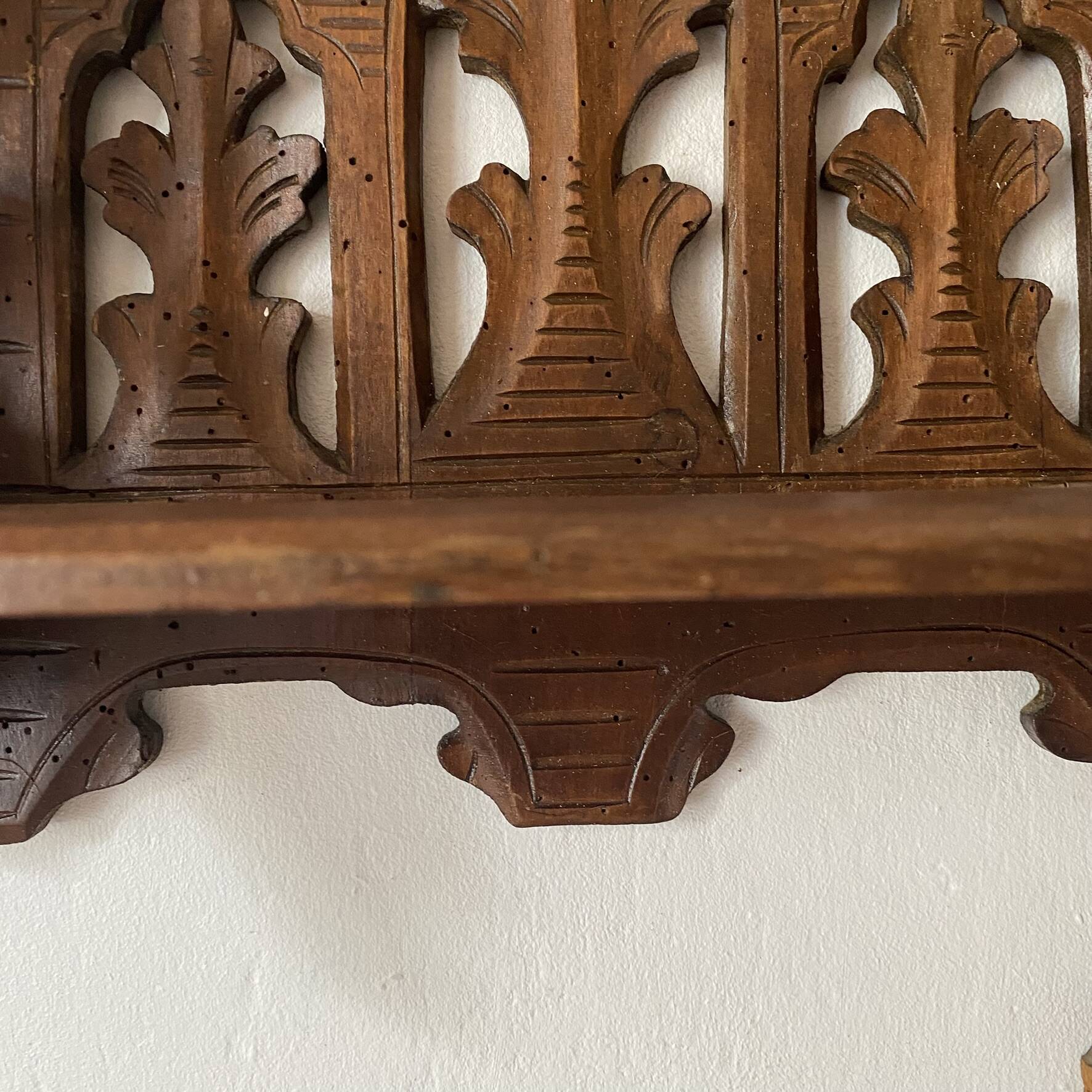 antique wall shelf gothic style openwork wood