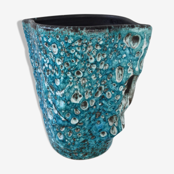Vase bleu Fat lave 1960