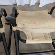 2 Vintage Espri Safari Lounge Armchairs / Rare Mid-century Black Bamboo and Beige Fabric Easy C