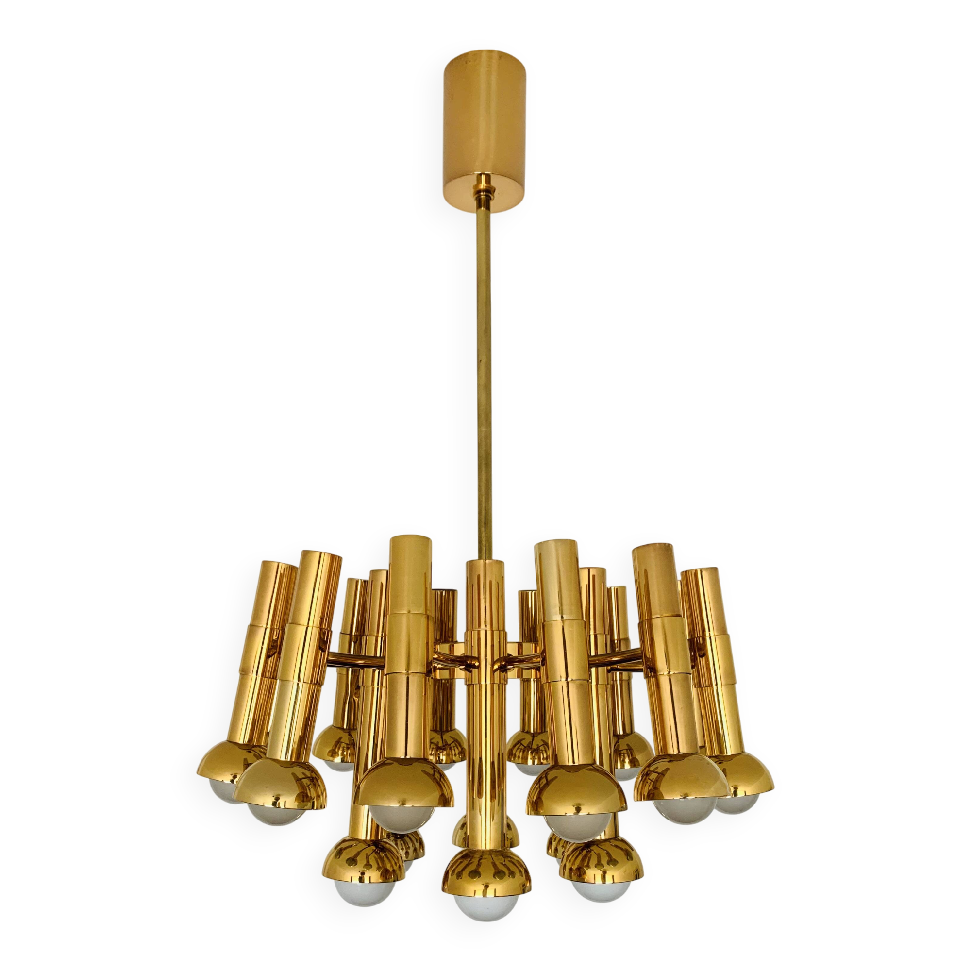 Brass Chandelier by Gaetano Sciolari