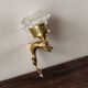 Wall-mounted candle holder, dolphin, bronze and gilded brass