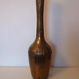 Large brass vase – sculptural piece – geometric decoration – 64.5 cm