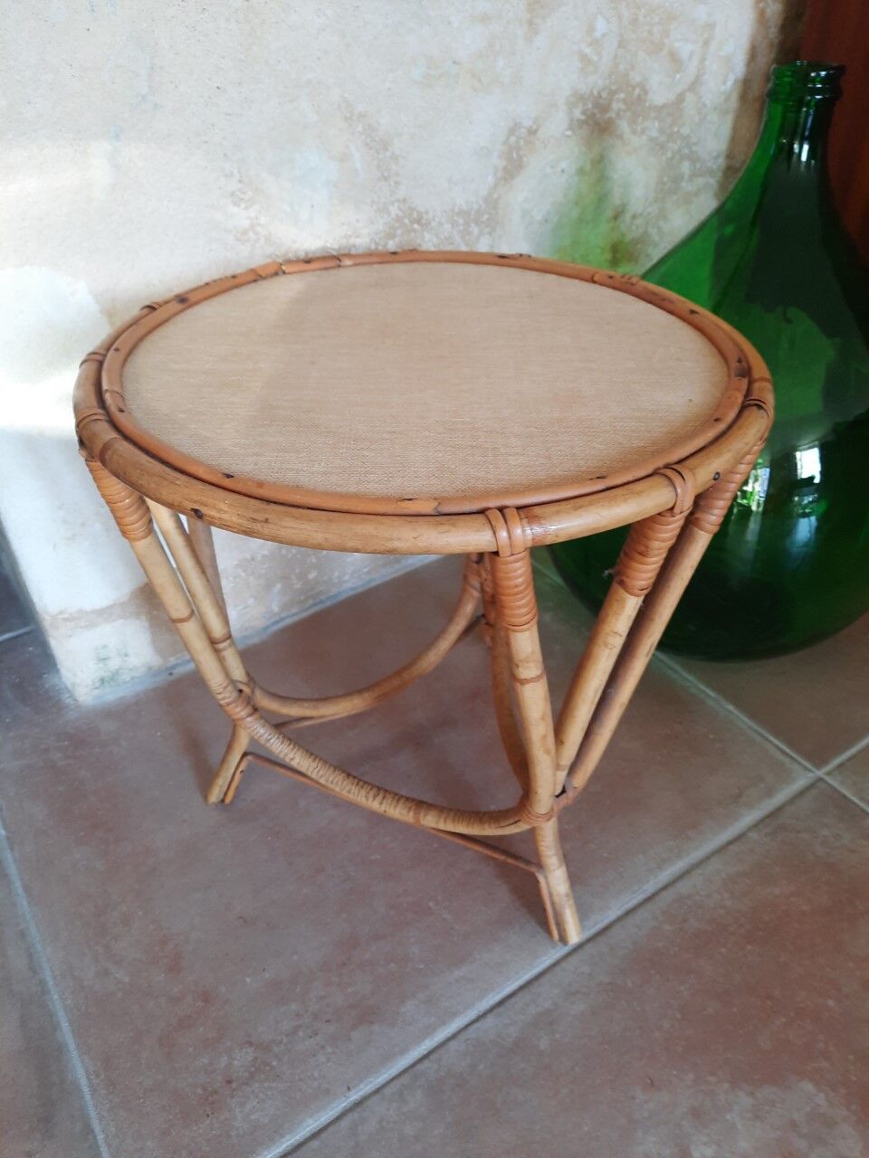 Rattan pedestal table