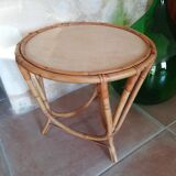 Rattan pedestal table