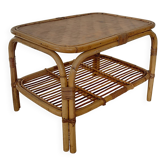 Vintage coffee table / side table in rattan and bamboo – 1960s