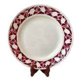Round dish Badonviller tulips burgundy 30s-40s