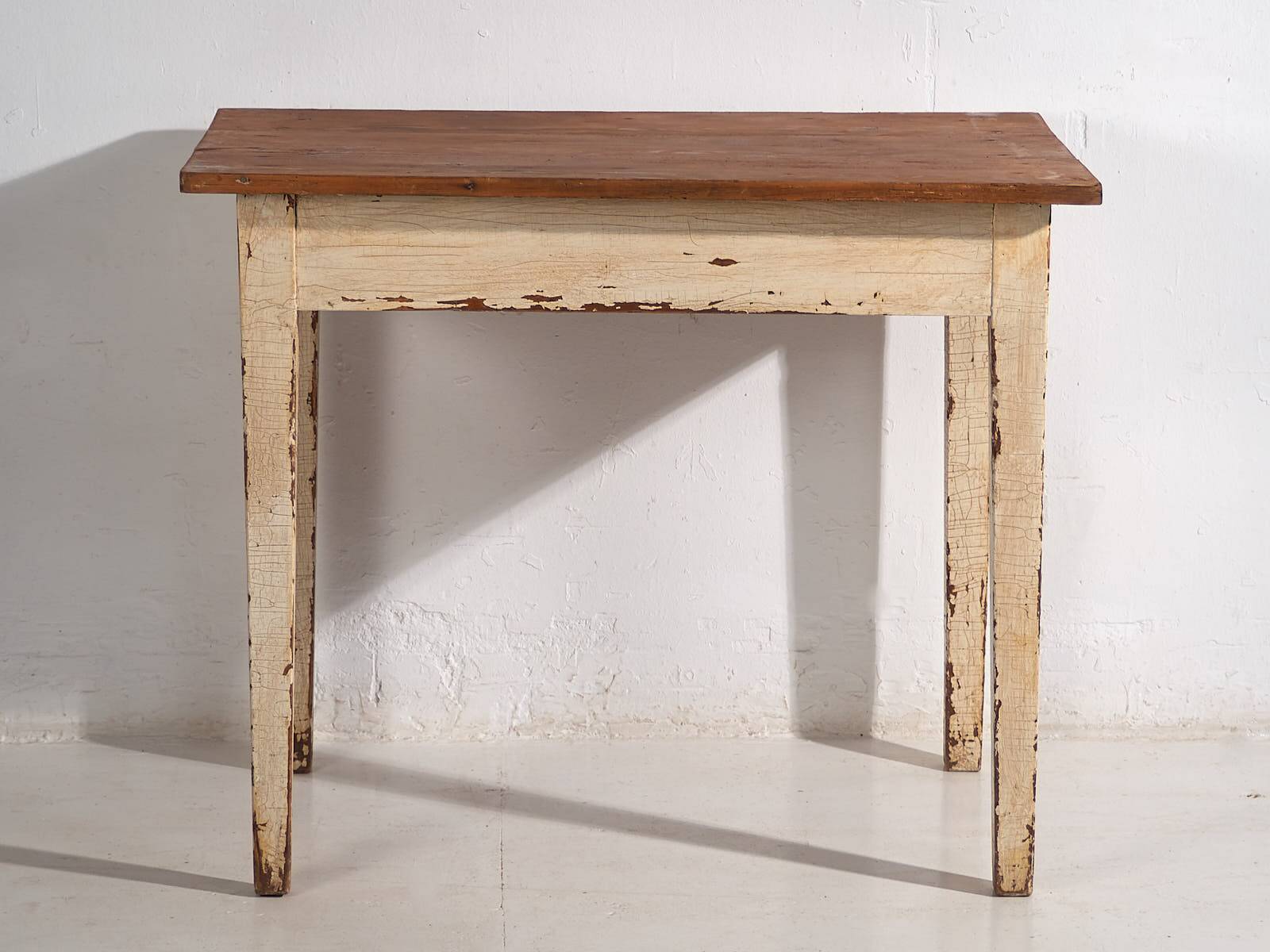 Antique white solid wood table (c.1920) #8