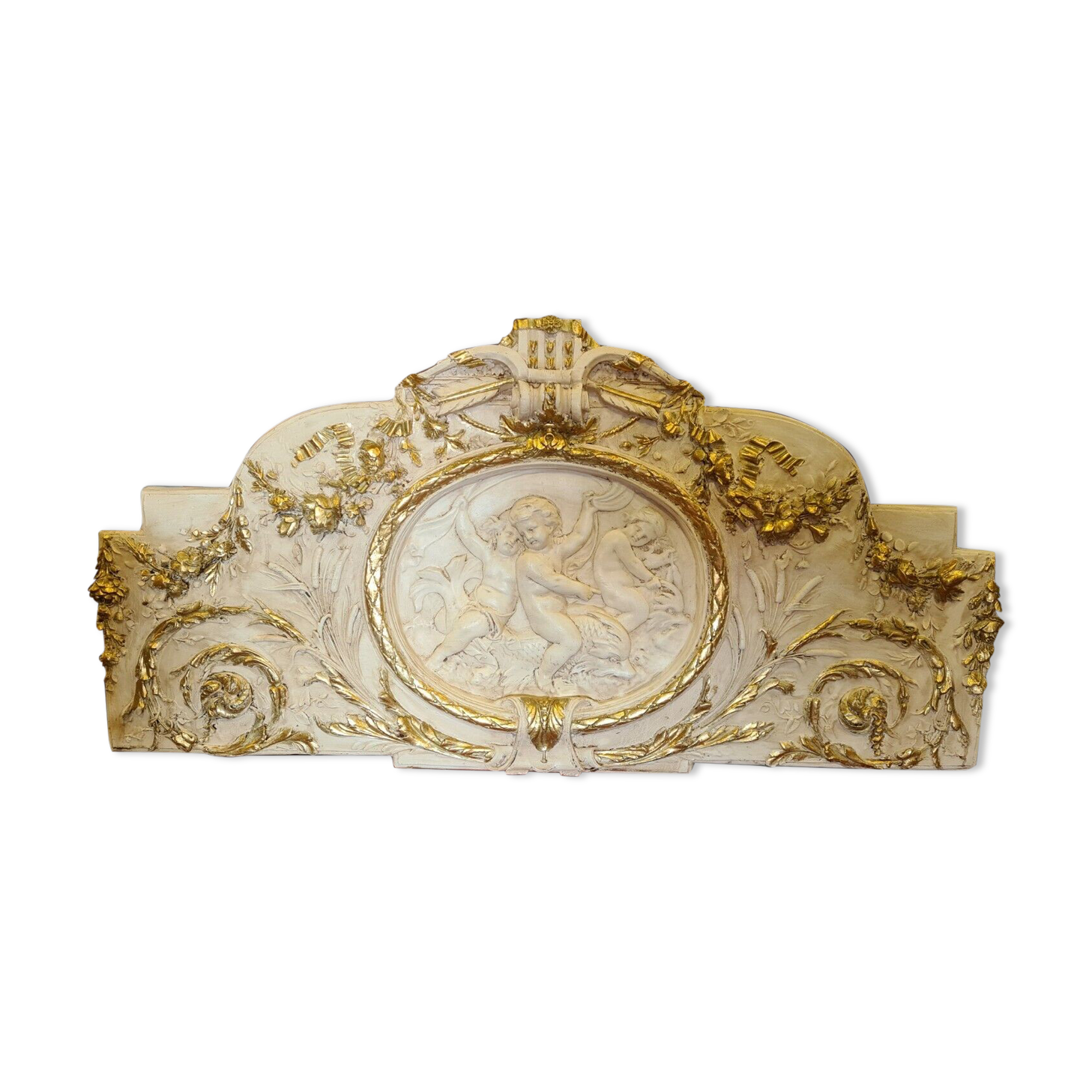 pediment panel with stucco angels