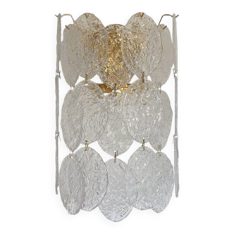 Contemporary murano glass "nuvoletta" disc 3 level wall light sconce