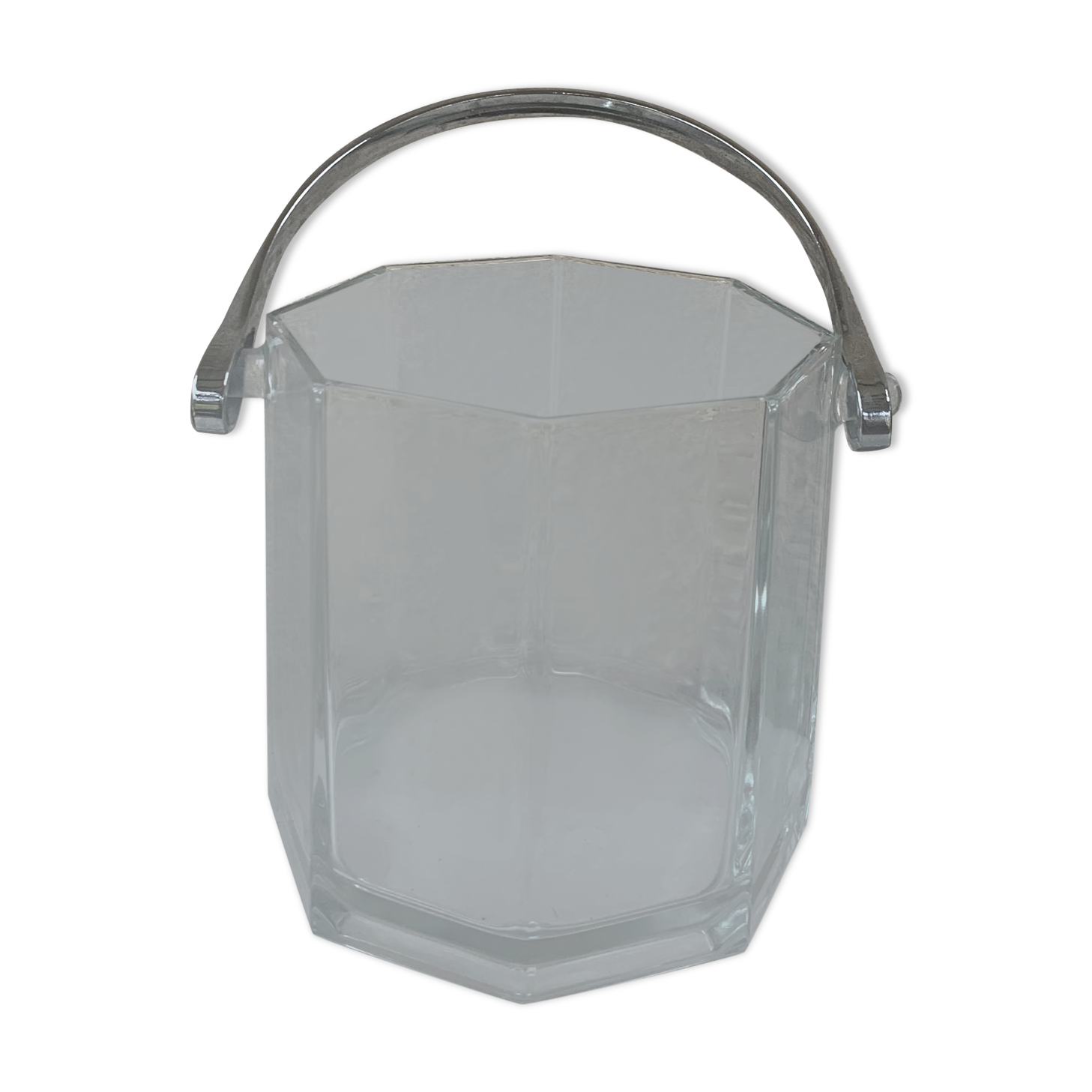 Vintage faceted glass ice bucket 1970