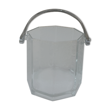 Vintage faceted glass ice bucket 1970