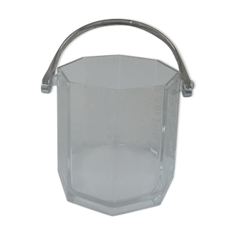 Vintage faceted glass ice bucket 1970