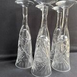 Champagne flutes, cut crystal, bohemian