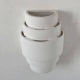 Pair of vintage plaster wall lights, matte white, France, 1980.