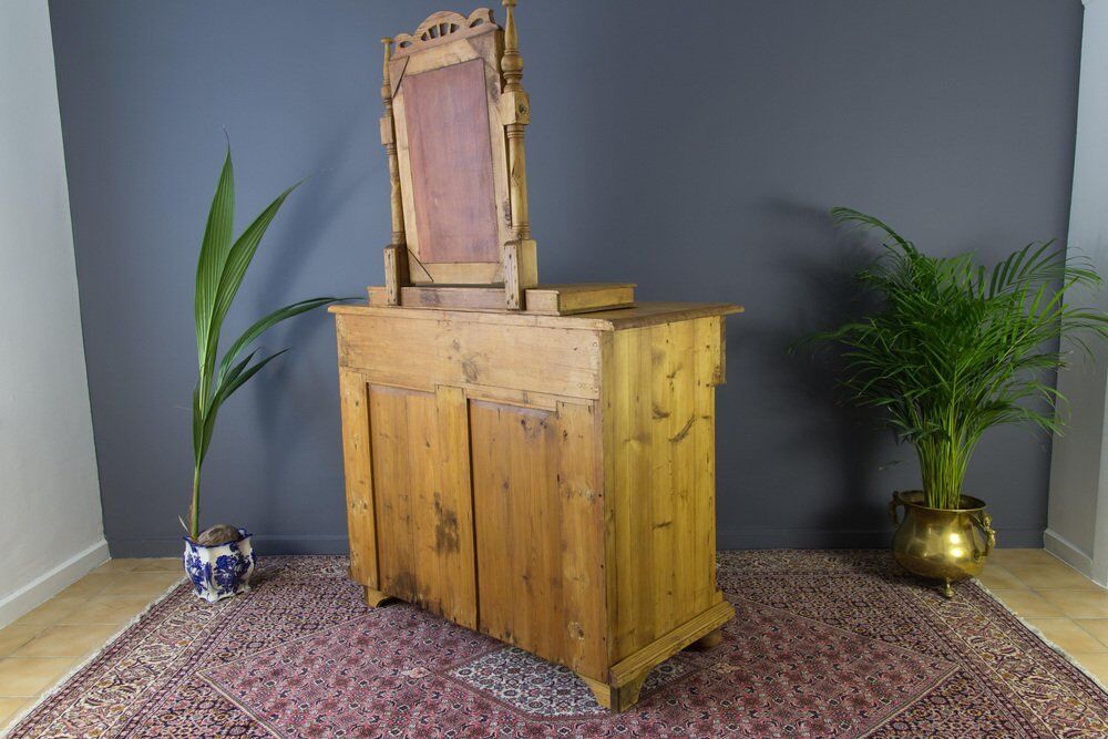 Art nouveau style baltic pine chest of drawers with mirror