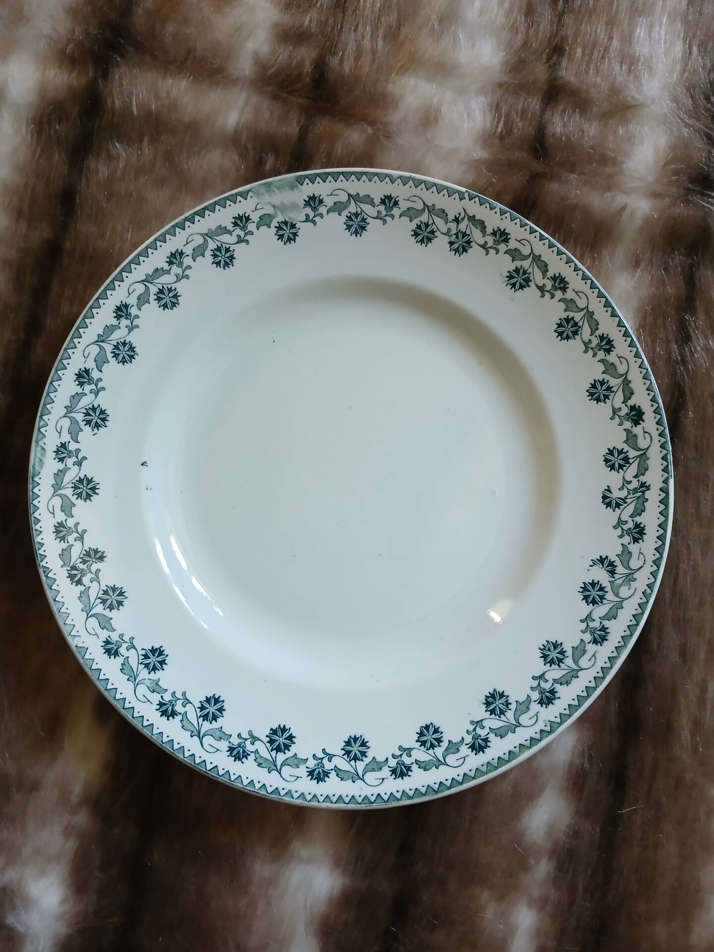 13 mismatched flat plates in ironstone