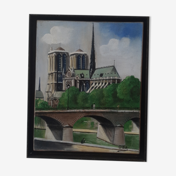 Notre Dame de Paris huile sur toile
