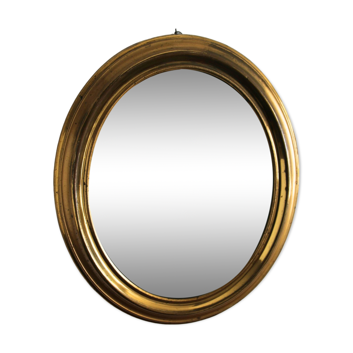 Oval brass mirror
