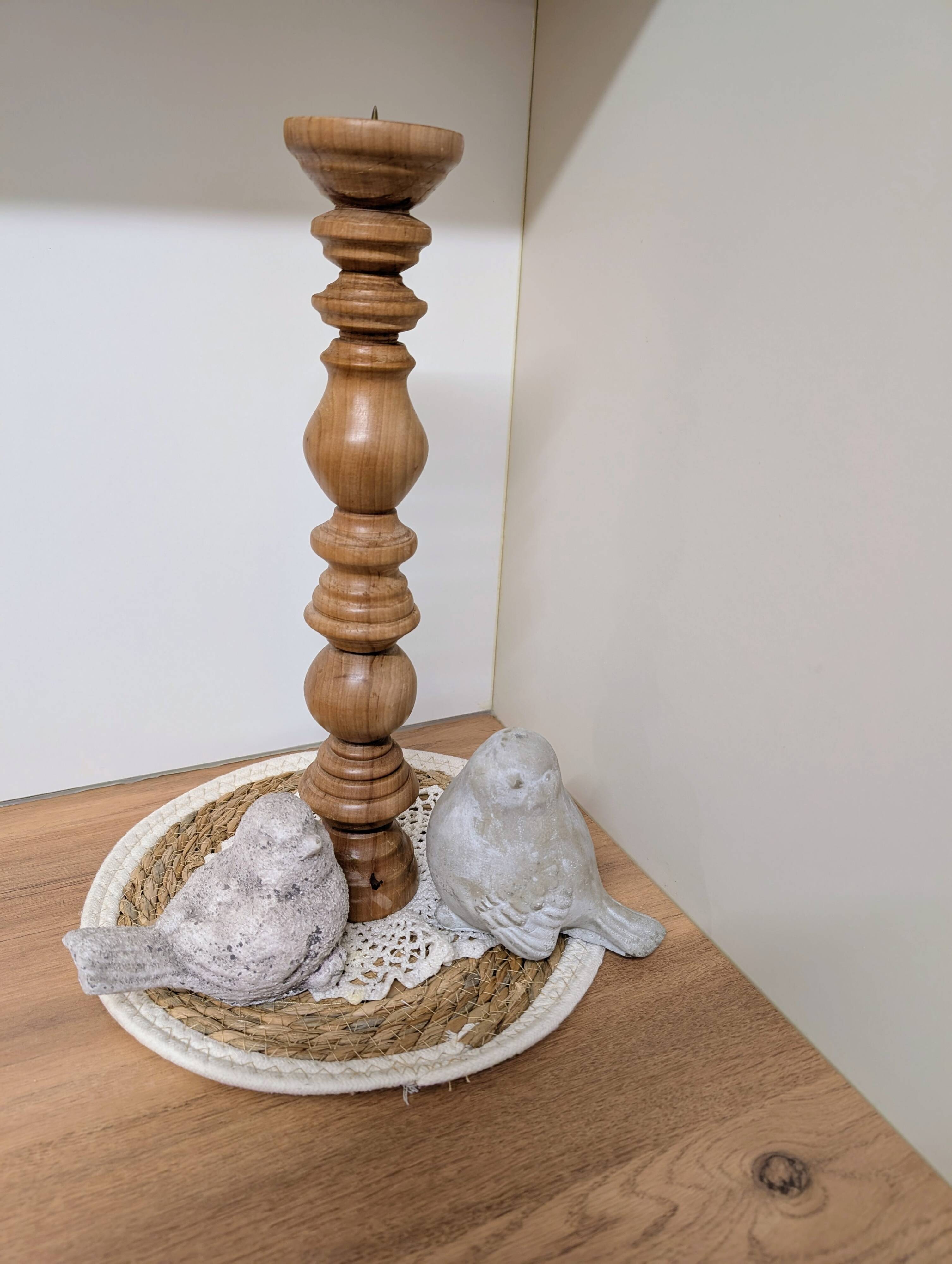 Turned wooden candlestick