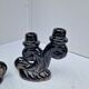 Set of 2 vintage two-light candle holders in Vallauris ceramic design.